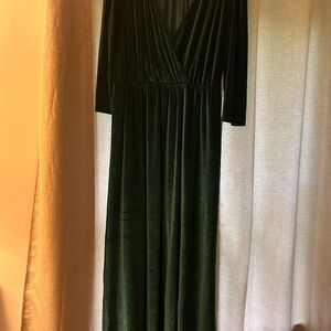 Baltic Born Deep Green Velvet Long Sleeve Dress